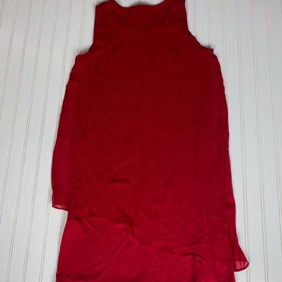 JM Collection Petite Asymmetrical-Overlay Necklace Dress Red Size PL NWT - Picture 9 of 12